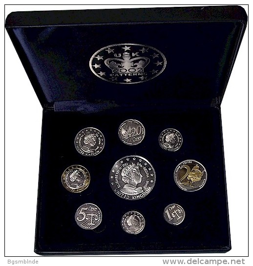 GB/UK - 9 Probe/Pattern-Euro In Massiv Silver 925 - 1 Cent Bis 5 Euro - Foreign Trade, Essays, Countermarks & Overstrikes