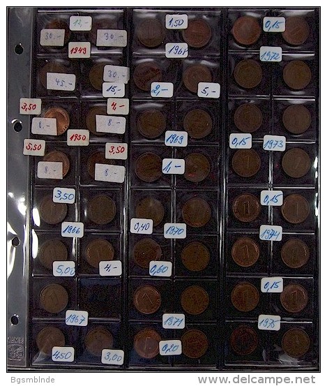 BRD Kleinmünzen-Sammlung - 1 Pfg. 2 Pfg. 5 Pfg. 10 Pfg - Unterschiedliche Qualität - Verzamelingen