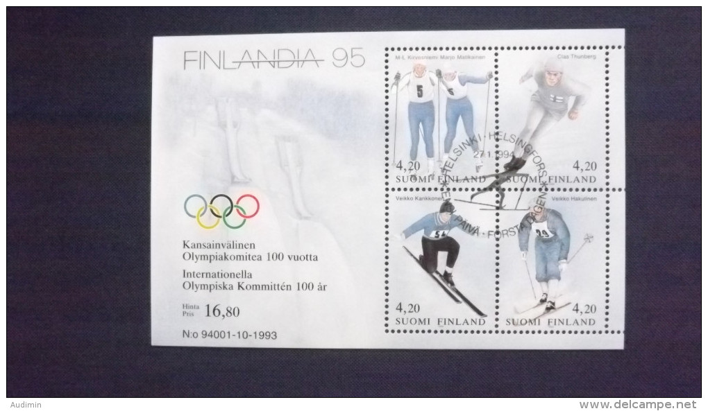 Finnland 1236/9 Block 11 Oo/used, FINLANDIA ’95, Helsinki, IOC, Olympiasieger - Blocks & Sheetlets