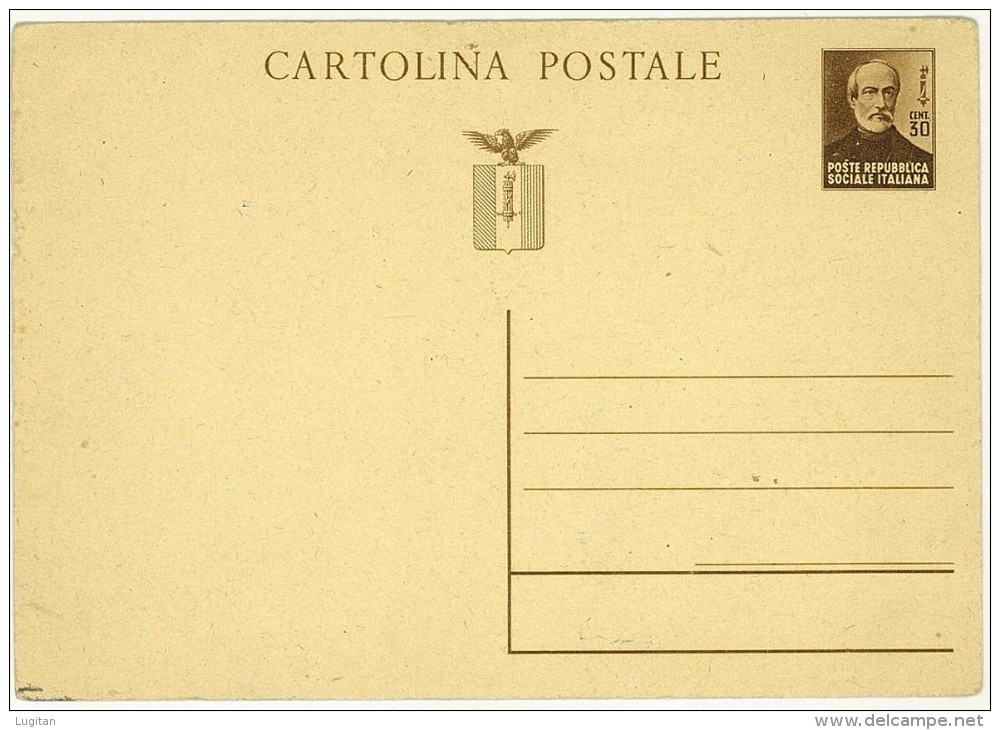 R.S.I. - INTERO POSTALE DI REPUBBLICA SOCIALE ITALIANA - CENT. 30 MAZZINI - NUOVO - Stamped Stationery