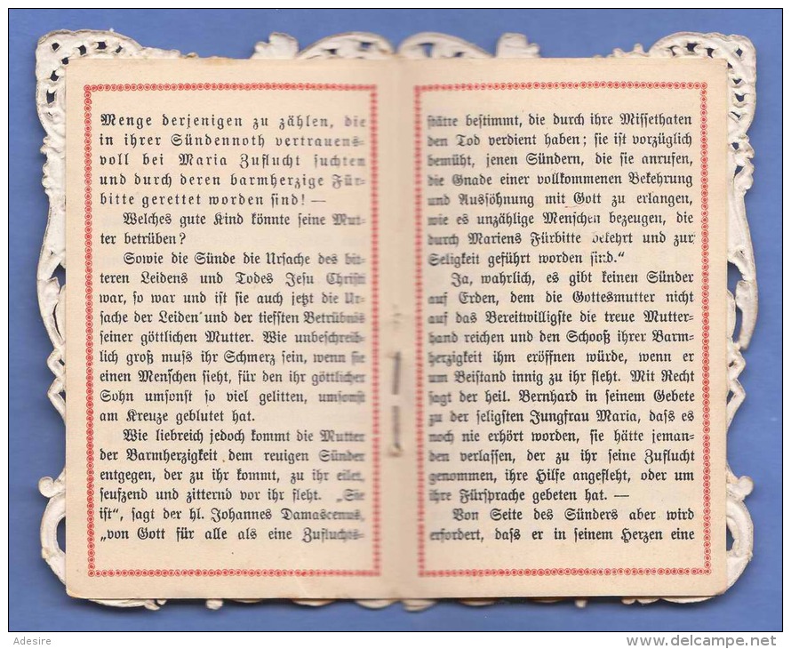 (3Scan) Heiligenbild Andachtsbild Goldprägung, Seidenstickerei, Andenken Maria Brunn, Mehrseitig Wie Gebetbuch Um 1900 - Religion & Esotérisme
