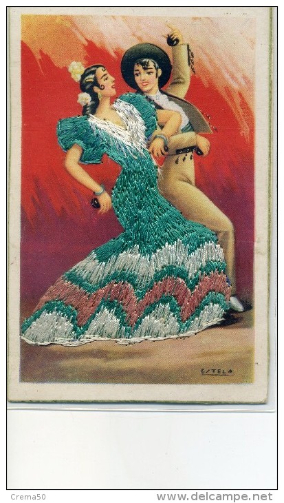 Carte Brodée - Danseurs De Flamenco - - Brodées