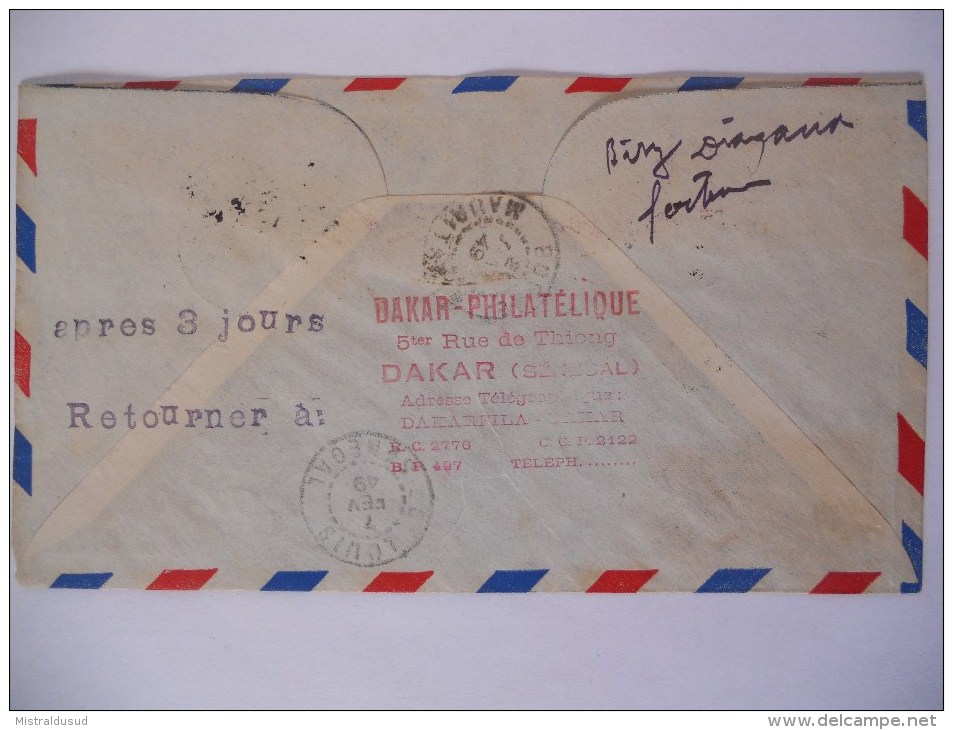 Senegal Lettre Recommande De Dakar 1949 Pour Boghe , Cachet Aerosudafrique - Lettres & Documents