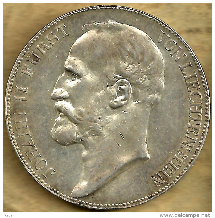 LIECHTENSTEIN 5 KRONEN SHIELD & WREATH FRONT PRINCE HEAD BACK 1915 AG  AU-UNC Y.4  READ DESCRIPTION CAREFULLY !!! - Liechtenstein