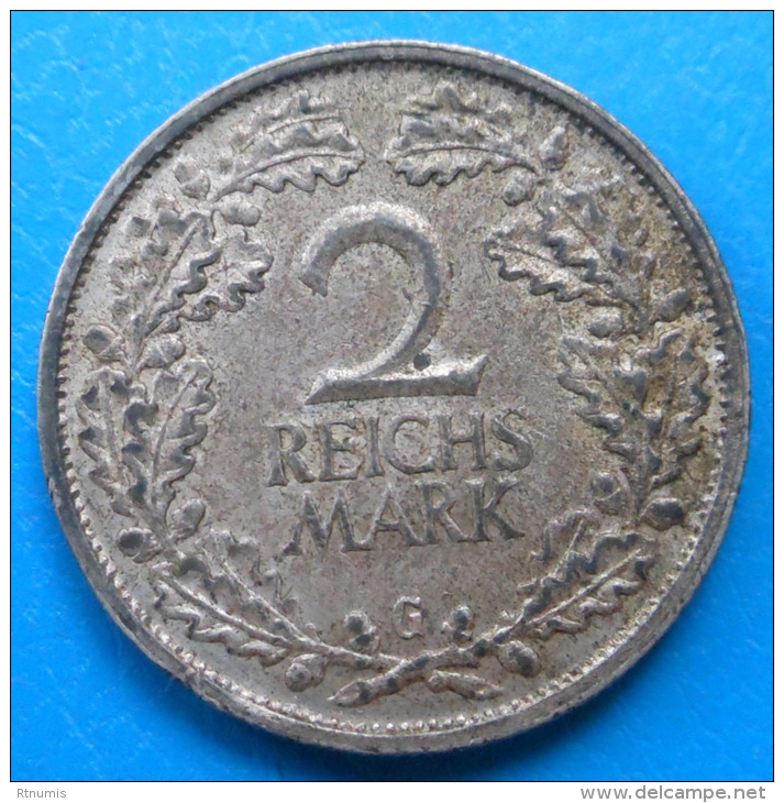 Allemagne Germany Weimar 2 Reichsmark 1931 G Km 45 RARE ! - 2 Reichsmark