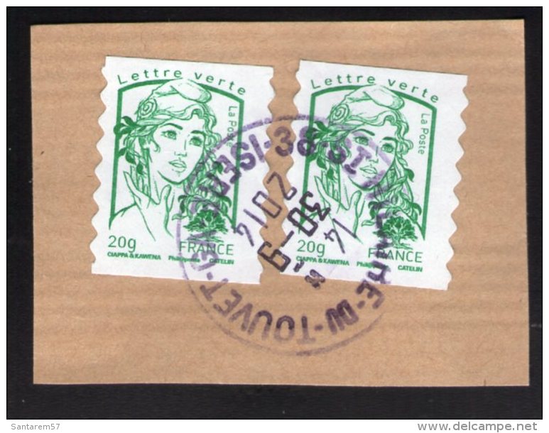 France Lot 2 Oblitérés Rond Used Stamp Marianne Ciappe Et Kawena LV 20gr Sur Fragment - 2013-2018 Marianne De Ciappa-Kawena