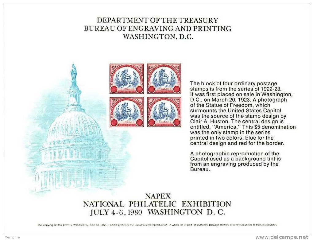 Souvenir Card  -1980  NAPEX  National Philatelic Exhibition  Washington D.C. - Souvenirkaarten