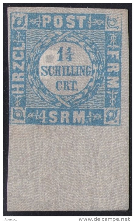 1 1/4 Shillinge Ultramarin - Schleswig Holstein Nr. 6 Mit Breitem Unterrand - Kabinett - Tief Geprüft BPP - Schleswig-Holstein