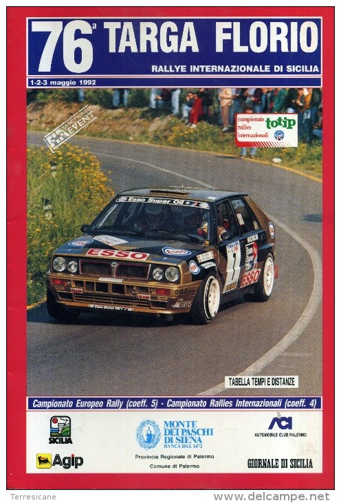 X 76 TARGA FLORIO 1992 RALLY INTERNAZIONALE DI SICILIA TABELLA TEMPI E DISTANZE 20 PAGINE   AUTOMOBILIA - Moteurs