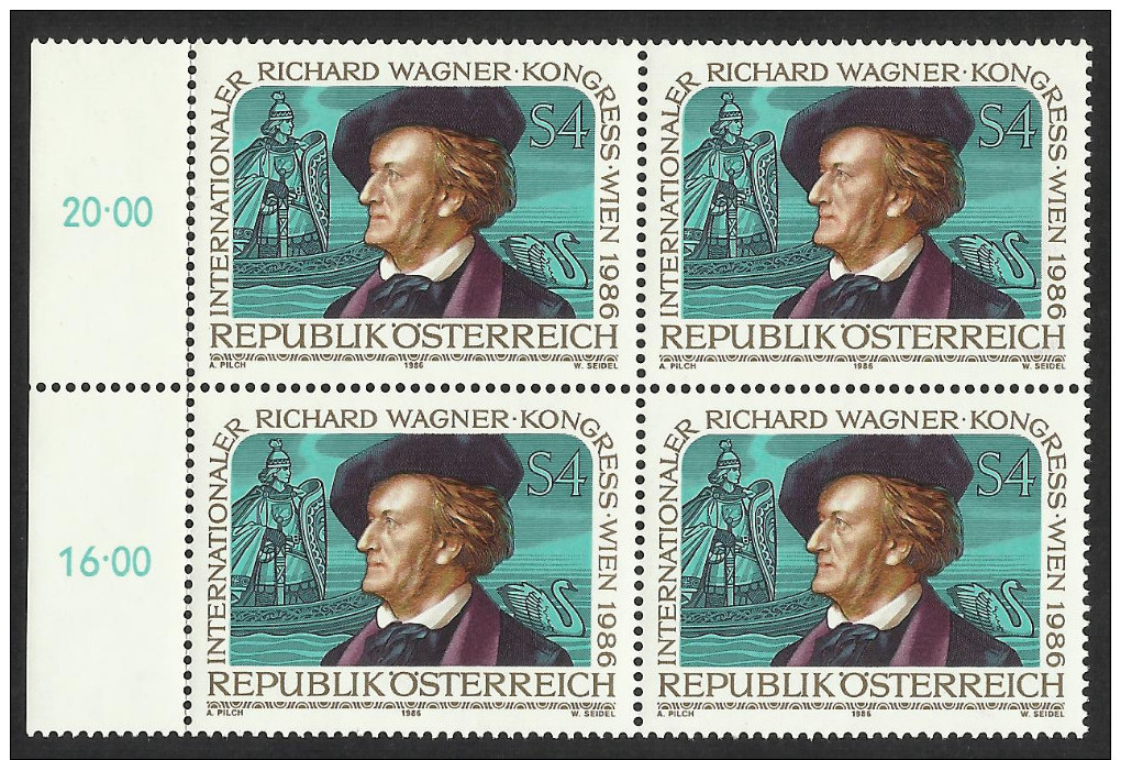 Österreich 1986  "Kongreß Der Int. Richard - Wagner - Bewegung"  4er-Block  ÖS 4,-  ANK Nr. 1880 **/feinst Postfrisch - Unused Stamps