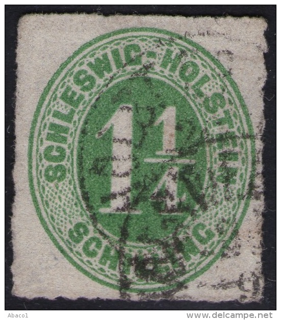 Eisenbahnstempel Auf 1 1/4 Shillinge Grün - Schleswig Holstein Nr. 9 - Pracht - Tiefst Geprüft BPP - Schleswig-Holstein