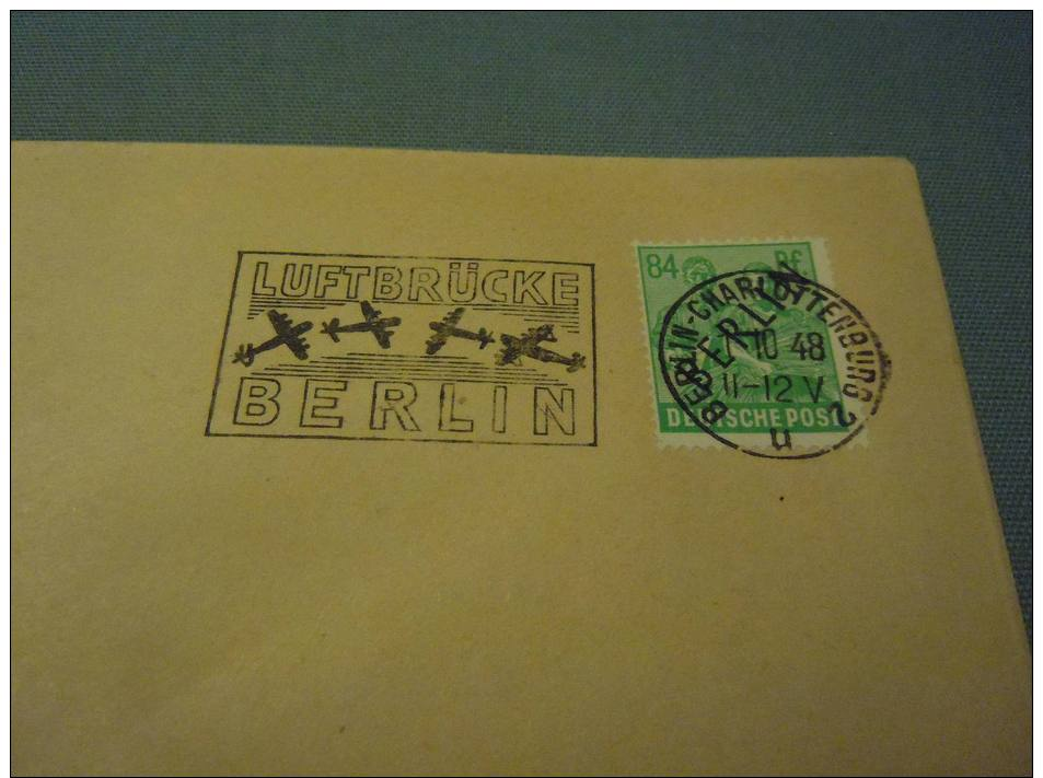 2458 B , Enveloppe , Cachet Berlin Charlottenburg, 1-10-1948 Sur Timbre Berlin, 84 Pfennig - Lettres & Documents