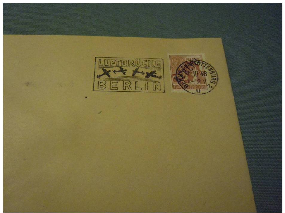 2463 B , Enveloppe , Cachet Berlin Charlottenburg, 1-10-1948 Sur Timbre Berlin 60 Pfennig - Lettres & Documents