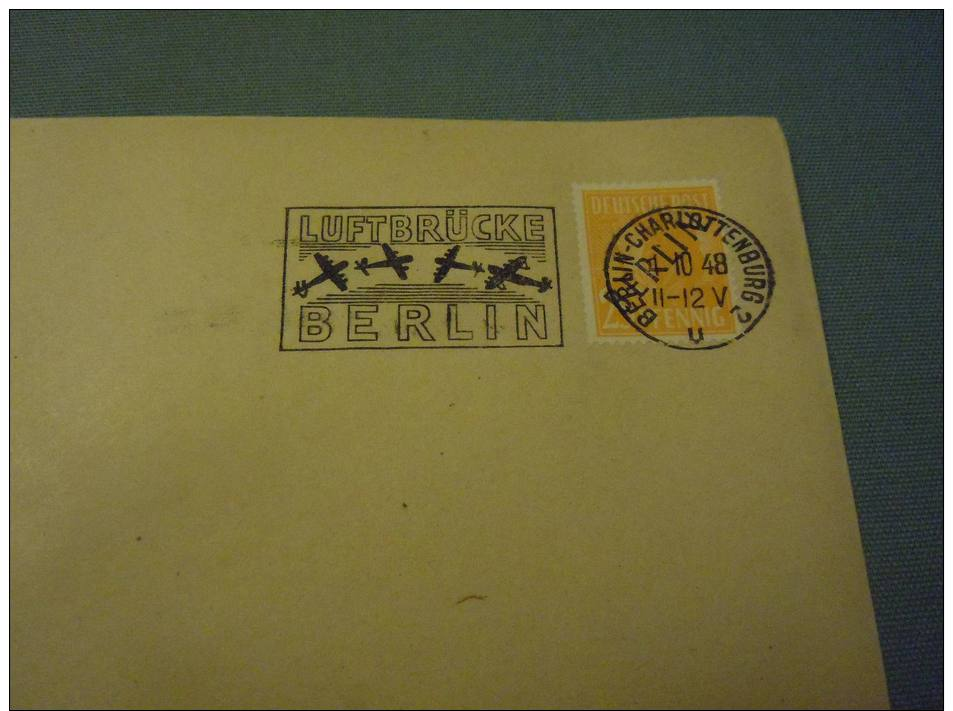 2469 B , Enveloppe , Cachet Berlin Charlottenburg, 1-10-1948 Sur Timbre Berlin 25 Pfennig - Lettres & Documents