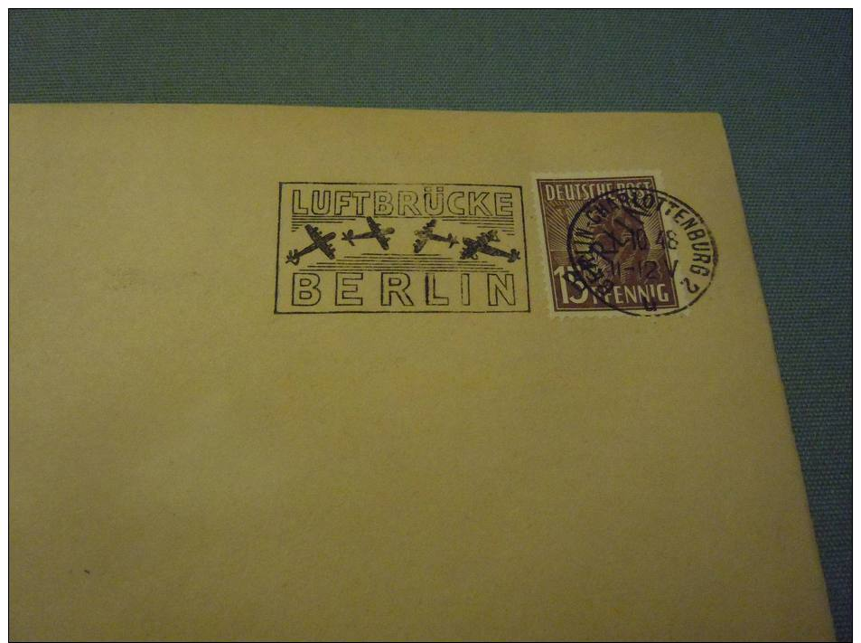 2470 B , Enveloppe , Cachet Berlin Charlottenburg, 1-10-1948 Sur Timbre Berlin 15 Pfennig - Lettres & Documents