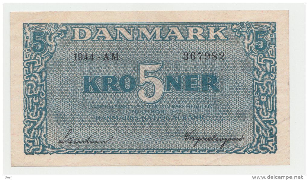 Denmark 5 Kroner 1944 VF++ Pick 35a  35 A - Dänemark