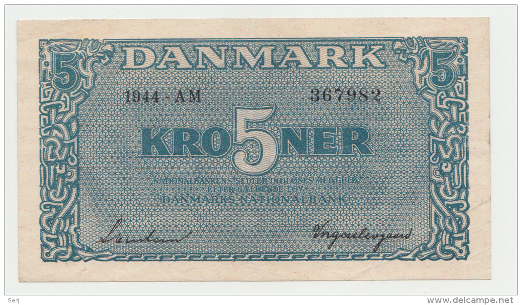 Denmark 5 Kroner 1944 VF++ Pick 35a  35 A - Denmark
