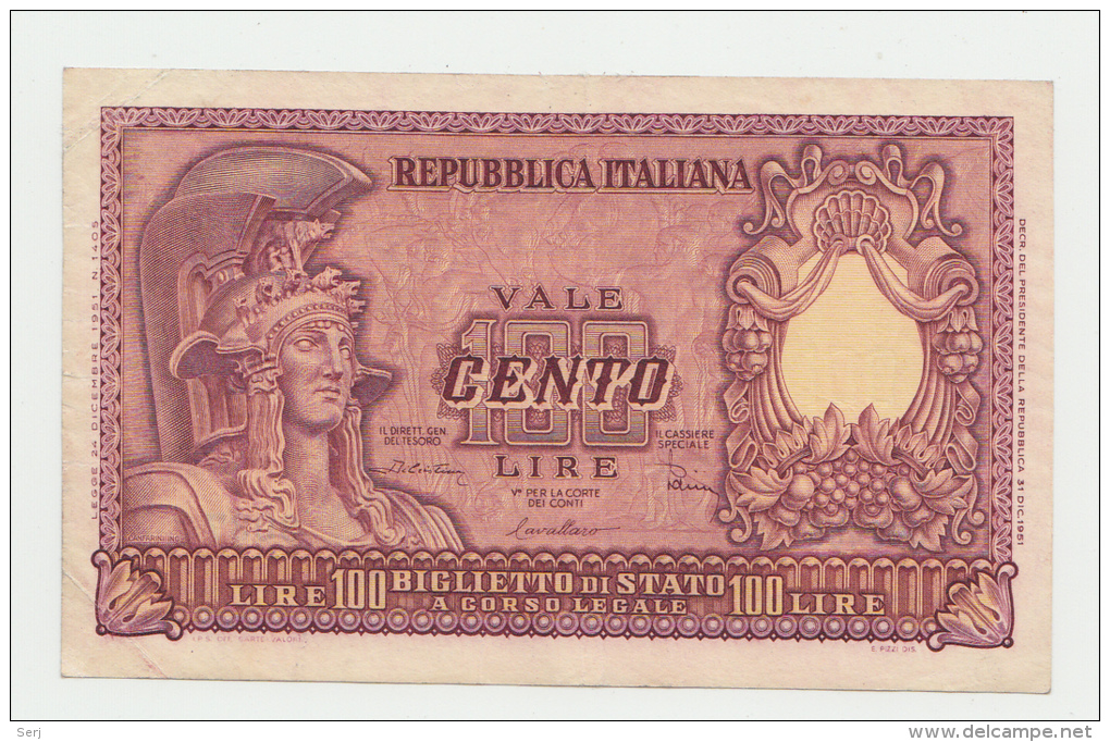 ITALY 100 Lire 1951 VF++ P 92b 92 B - 100 Lire