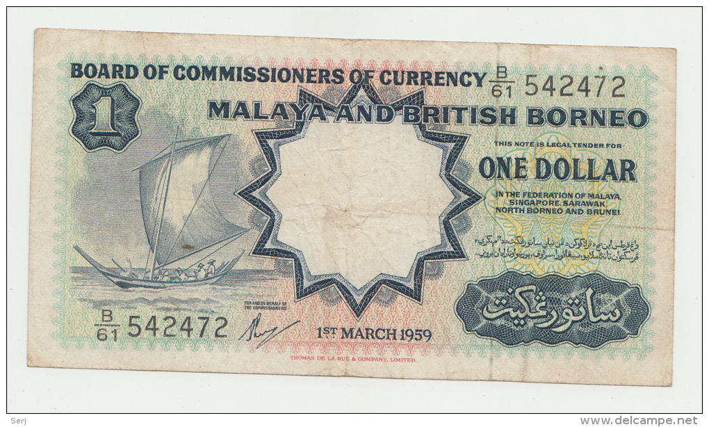 Malaya British Borneo 1 Dollar 1959 VF P 8A - Maleisië