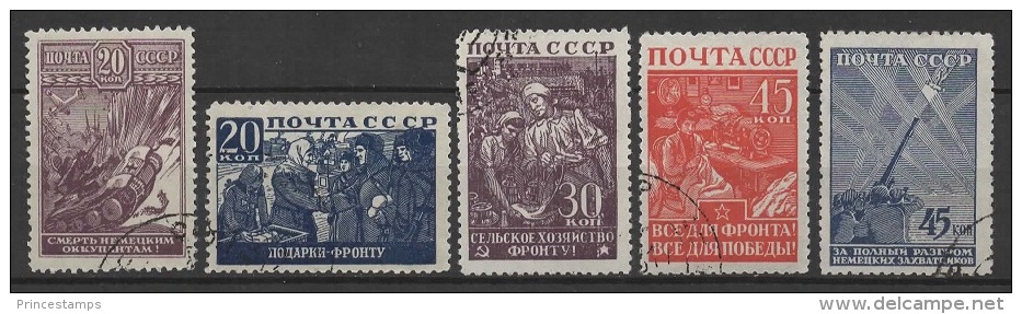 (O) Russia - USSR (1942/43) Yv. 866/70 - Oblitérés