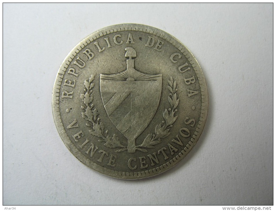 CUBA 20 VEINTE  CENTAVOS 1915 0.900 SILVER WEIGHT 4.72 GRAMS LOT 33 NUM 2 - Cuba