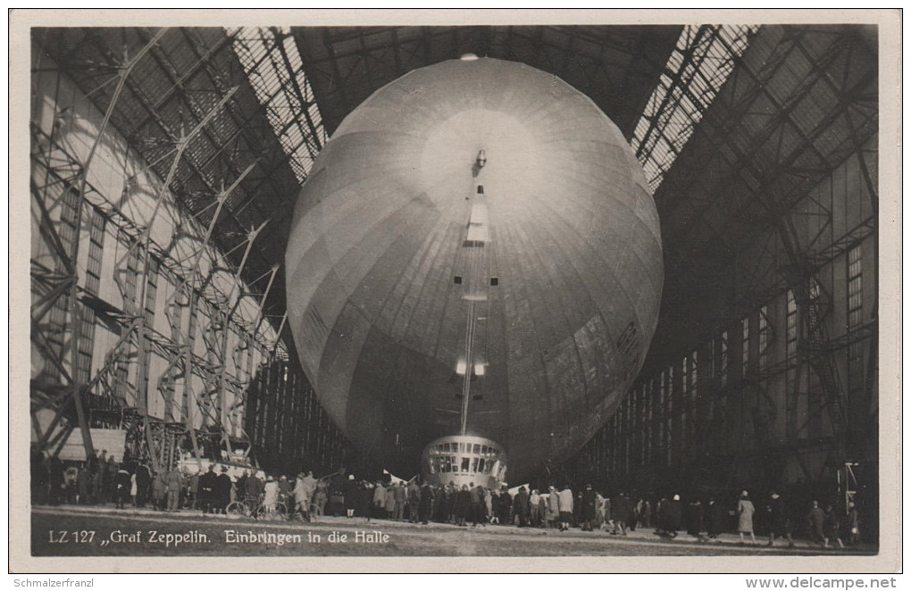 AK Luftkreuzer Graf Zeppelin LZ 127 Einbringen In Die Halle Friedrichshafen Bodensee Stempel - Zeppeline