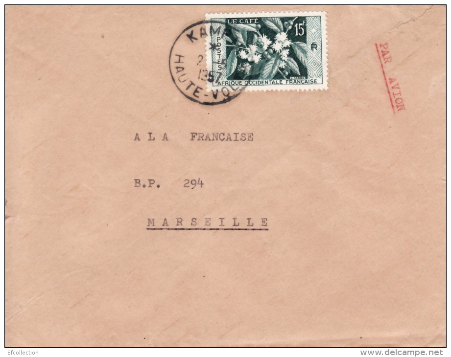 KAMPTI HAUTE VOLTA AFRIQUE ANCIENNE COLONIE FRANÇAISE LETTRE PAR AVION POUR LA FRANCE MARSEILLE TIMBRE CAD MARCOPHILIE - Cartas & Documentos