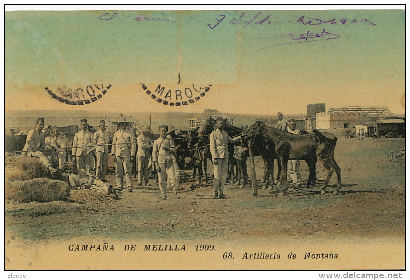 Campana De Melilla 1909 68 Artilleria De Montana Marruecos Morocco Maroc Edit Boumendil Sidi Bel Abbes - Melilla