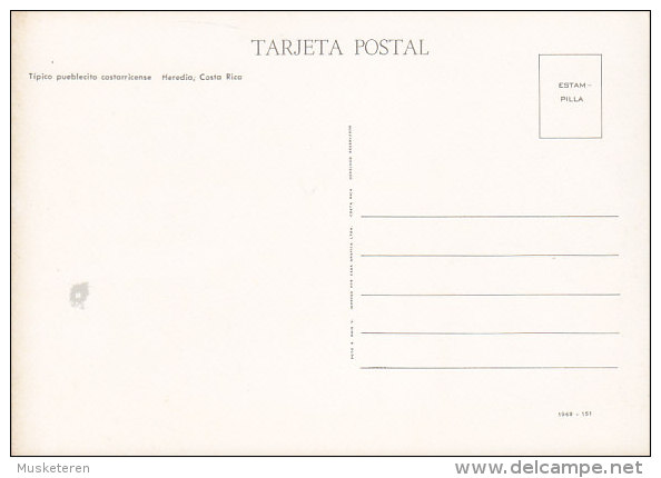 Costa Rica PPC Tipico Pueblecito Costarricense Heredia Costa Rica Tarjeta Postal (1969) - 151 (2 Scans) - Costa Rica