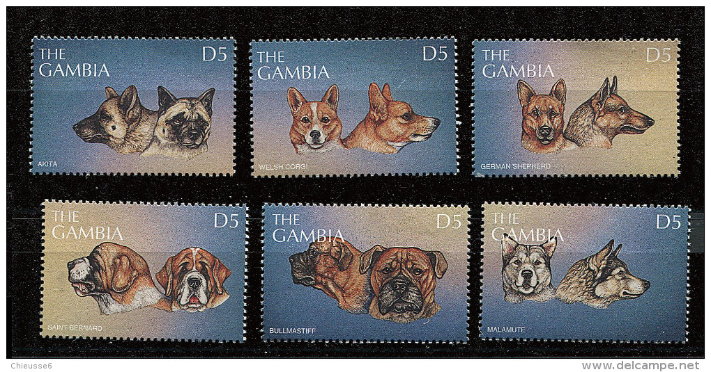 (cl 23 - 39) Gambie ** N°  2531 à 2536 (ref. Michel Au Dos)- Chiens - - Gambia (1965-...)