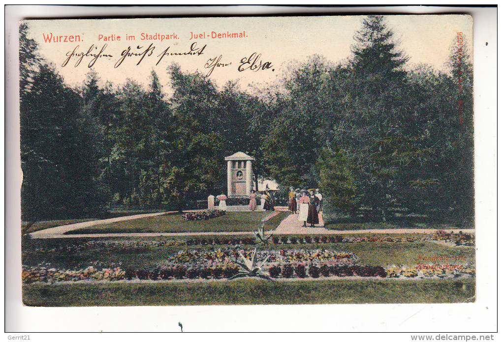 0-7250 WURZEN, Stadtpark, Juel-Denkmal, 1908 - Wurzen