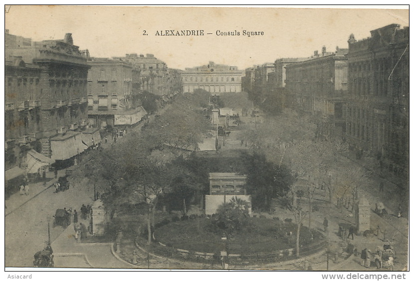 Alexandrie 2  Consuls Square Edit P. Coustoulides Military Marl Corr. Armées Alexandrie FR Telegraphiste TSF - Alexandrie