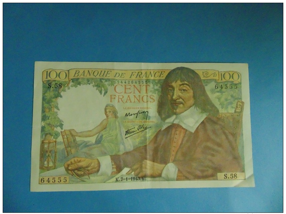 100 Franc (DESCARTES)-type 1942 - 100 F 1942-1944 ''Descartes''