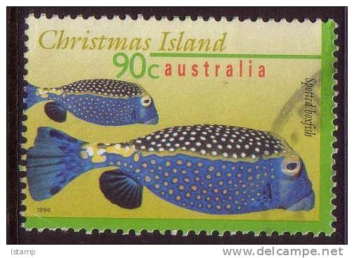 1996 - Christmas Island Marine Life 90c SPOTTED BOXFISH Stamp FU - Christmas Island