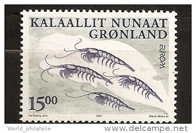 Groenland Danemark 2001 N° 345 ** Europa, Eau, Richesse Naturelle, Ressources Marines, Poisson, Baleine, Krill, Crevette - Neufs