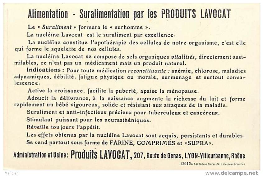 Themes Div-ref H853- Culinaire -gastronomie - Valeur Nutritive Comparée Du Suraliment Du Nucleine Lavocat  - - Publicité