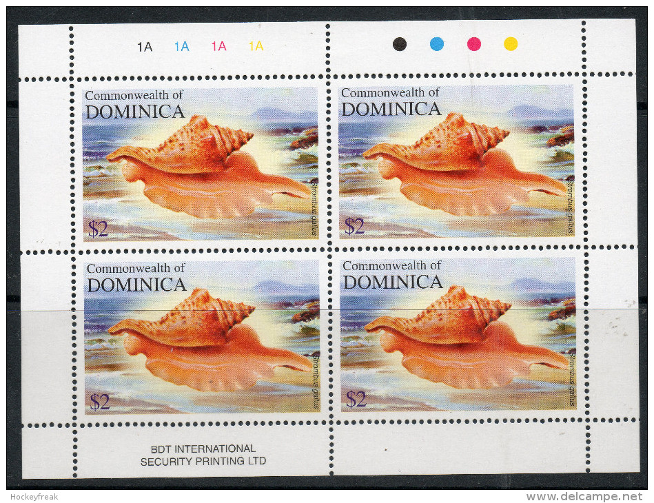 Dominica 2004 -  $2 Sea Shells In Sheetlet Of 4 Plate 1A As SG3384 MNH Cat £9 SG2015 - See Full Description Below - Dominica (1978-...)