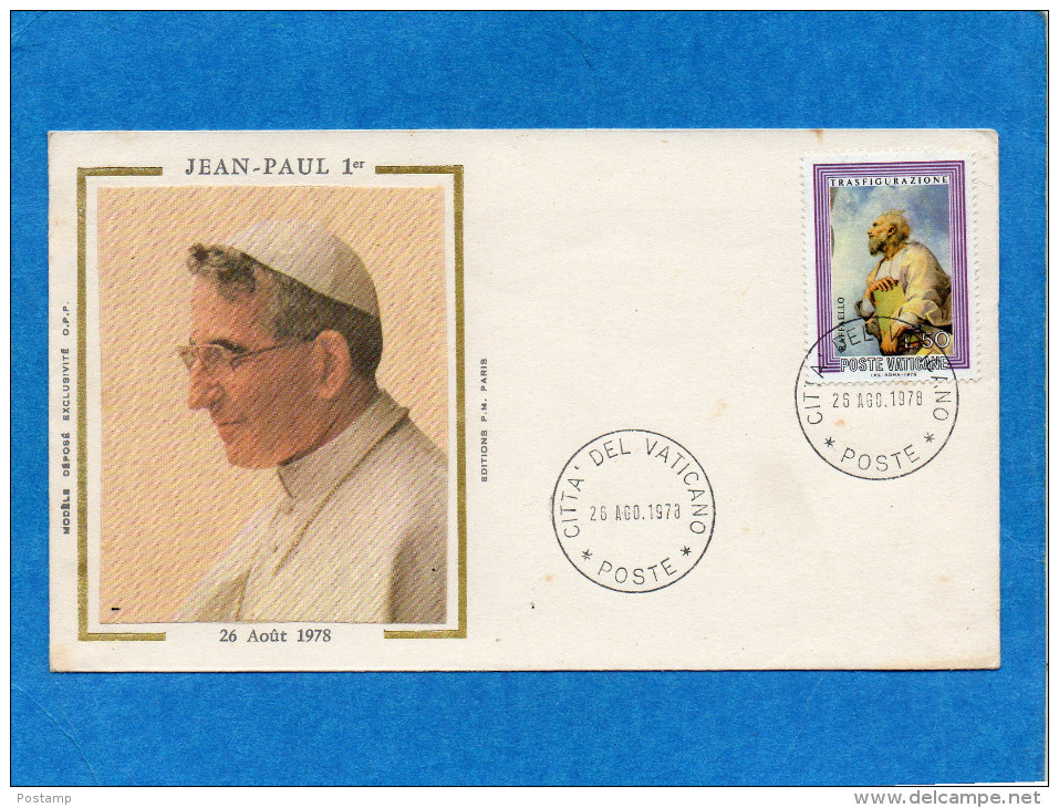 MARCOPHILIE-   Enveloppe Illustrée Soie Pape Jean Paul 1er -cad Cita Del Vatican -stamp N°618-transfiguration - Machines à Affranchir (EMA)