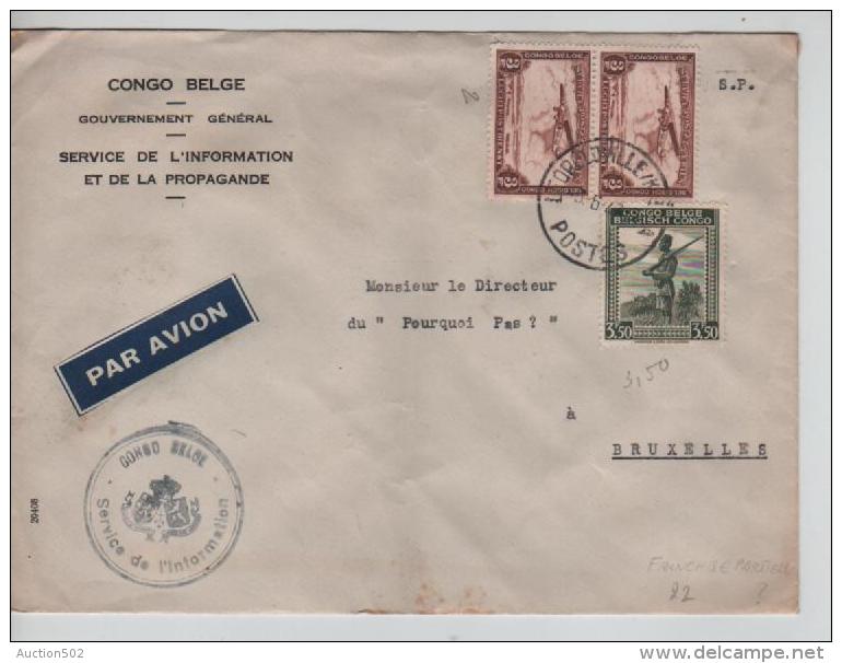 Belgisch Congo Belge TPA 10(2)-242 S/L.Avion En Franchise Partielle S.P. C.Léopoldville En 1947 PR1238 - Lettres & Documents