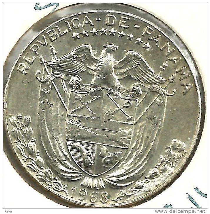 PANAMA 1/2 BALBOA  MAN FRONT EMBLEM BACK 1968 AG SILVER VF+ KM? READ DESCRIPTION VERY CAREFULLY !!! - Panama