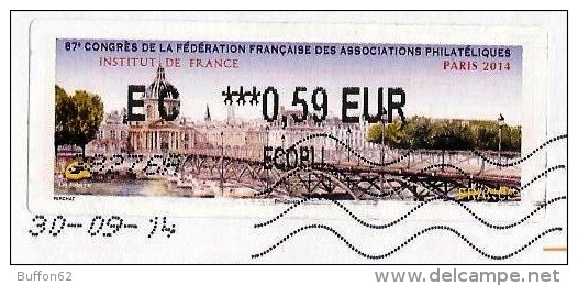 France (2014) - PARIS : 87e Congrès Fédération Française Asso Philatéliques. Institut De France. Pont Sur La Seine. LISA - 2010-... Illustrated Franking Labels