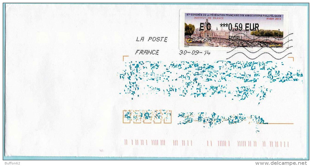 France (2014) - PARIS : 87e Congrès Fédération Française Asso Philatéliques. Institut De France. Pont Sur La Seine. LISA - 2010-... Illustrated Franking Labels