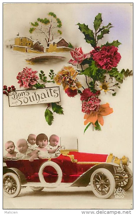 Themes Div-ref H755- Bébés Multiples - Voiture Automobile   - Carte Bon Etat - - Bébés