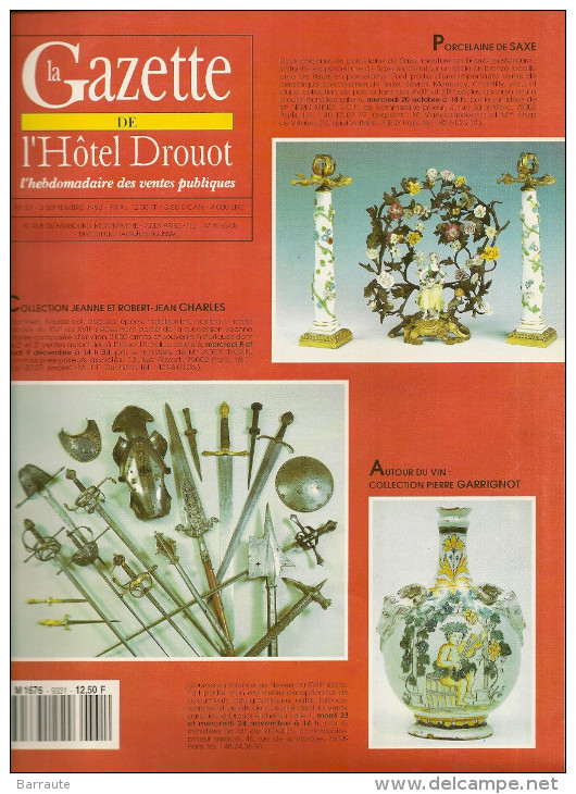 La GAZETTE De L´Hotel DROUOT N°31 Du 03-09-93 . - Collectors