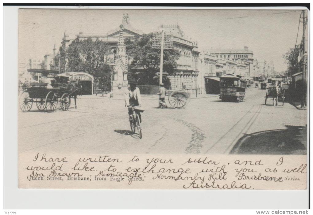 Qld005/ Brisbane, Queen And Eagle St., Card Sent To Spain - Brisbane