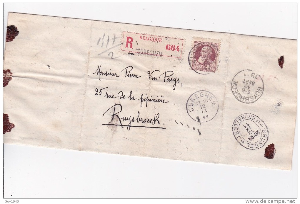 AANGETEKENDE BRIEF  LETTRE RECOMMANDE   1911 - Enveloppes-lettres