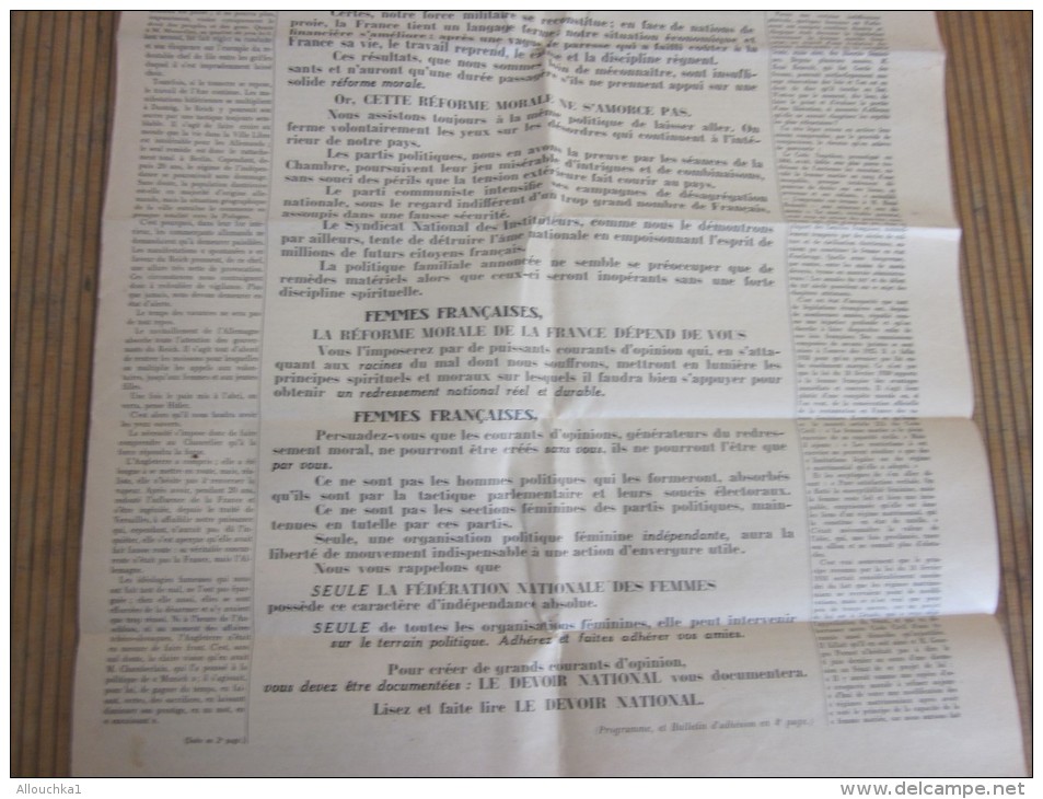 25 Déc 1939 Journal "Le Devoir National"Fédération Nationale Femme Independant De Tout Parti Politique Masculin - Other & Unclassified