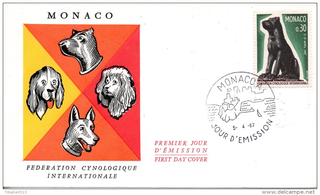 MONACO. N°722 De 1967 Sur Enveloppe 1er Jour (FDC). Chien De L'Ancienne Egypte. - Egiptología