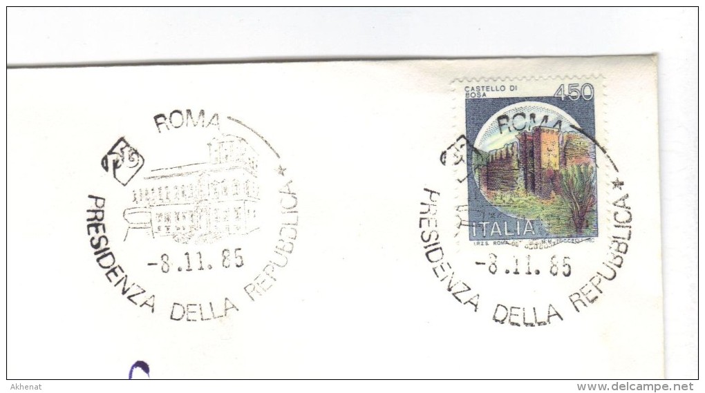 BOL1740 - ITALIA , Lettera Dell' 8/11/1985 : Annullo PRESIDENZA DELLA REPUBBLICA - 1981-90: Storia Postale