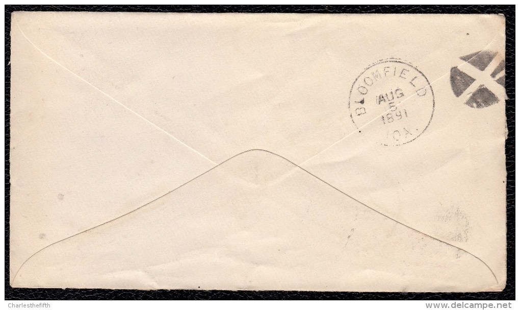 Prestamped Opened COVER 1881 - JETMORE KANSAS To BLOOMFIELD - Nice Oblit. Both Sides - ...-1900